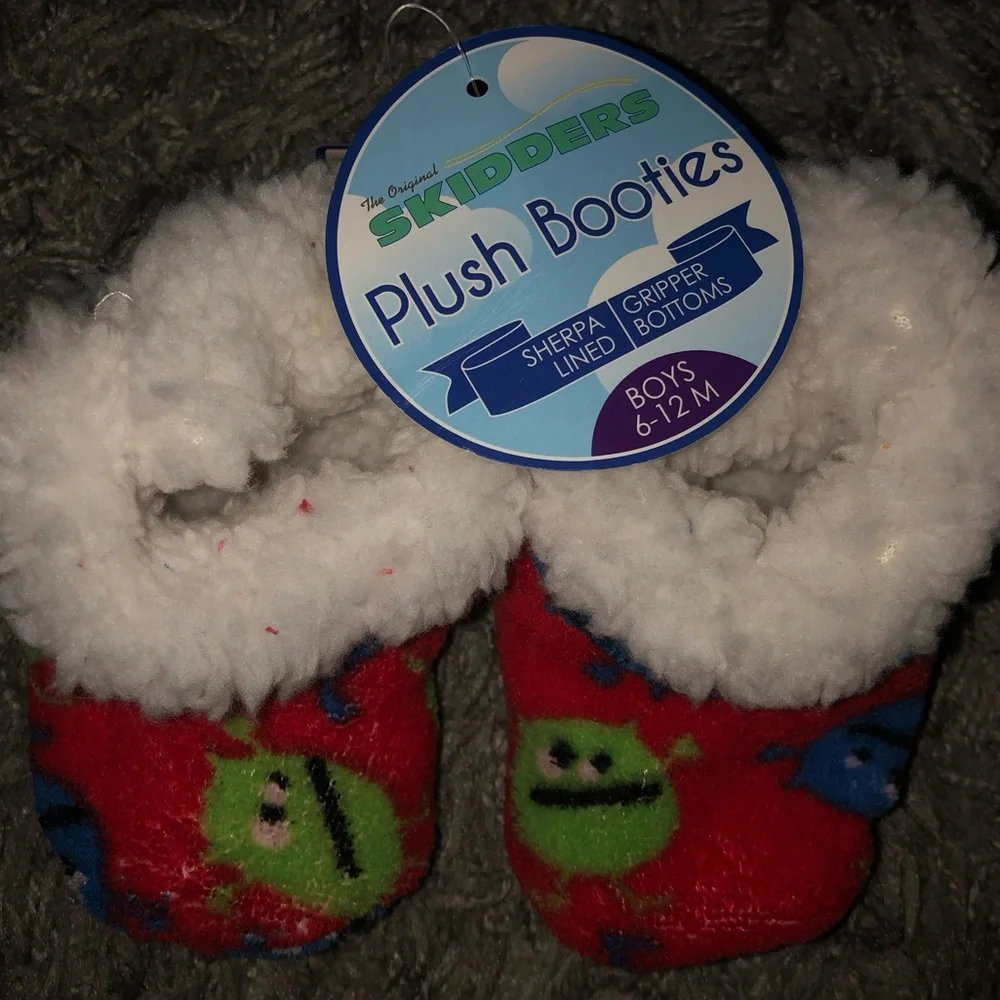 Skidders Sherpa Lined Plush Booties, Size 6-12 Months